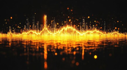 Fototapeta premium Cityscape illuminated by glowing orange energy