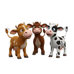 Fototapeta premium Group of Cute Cartoon Farm Animals Together