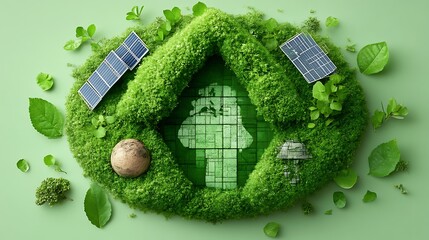 Green house shape depicting sustainable energy and environmental concerns