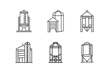 cement silo line art vector illustration