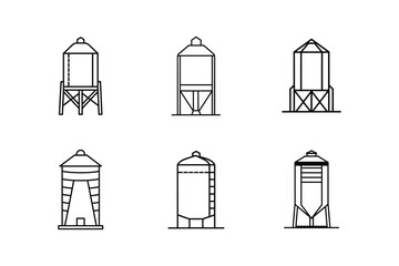 cement silo icon line art vector illustration