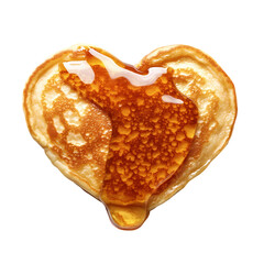 HeartShaped Pancake with Maple Syrup isolated on transparent background