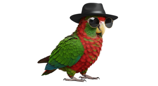 Parrot undercover sporting hat and shades