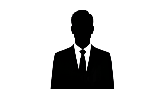 Silhouette of a person wearing a suit