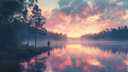 sunset over the lake