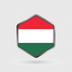 Hungary Flag Icon in Hexagon Shape.