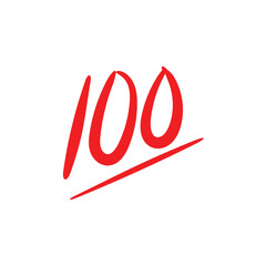 Red 100 Score Number Bold Design