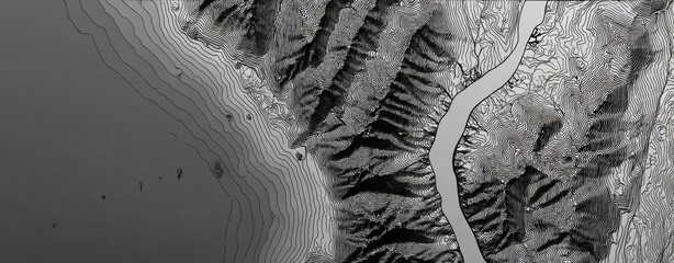 Topographical map of a river valley