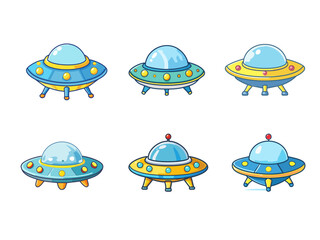 Cute UFO Cartoon Vector – Adorable Flying Saucer in Kawaii Style with Alien, Stars, and Space Elements for Kids, Sci-Fi Projects, and Space-Themed Illustrations