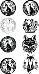 Floral Fox svg,Simple Fox Svg,Fox Vector