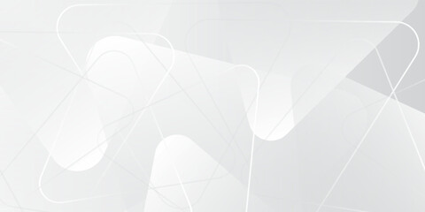 3D white geometric abstract background overlap layer on bright space with rounded triangles effect decoration. Graphic design element modern style concept for banner, flyer, card, cover, or brochure