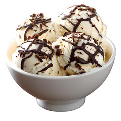 Chocolate Drizzled Vanilla Ice Cream isolated on transparent background