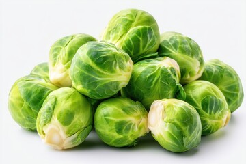 Fototapeta premium Fresh brussels sprouts piled in a group.