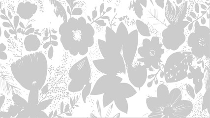 Fototapeta premium Grey-Scale Floral Border Background, Coloring book illustration of a collection of diverse