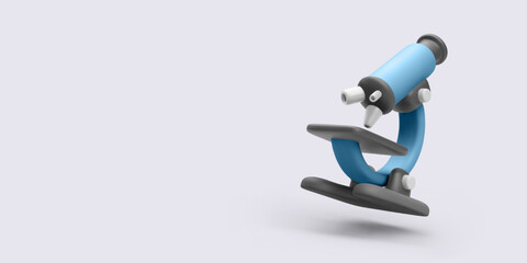 Microscope, Scientific Instrument, Blue and Gray Design on Light Background. Perfect for Education, Research, Laboratory, and Science Themes. Clean and Minimal Vector Illustration.