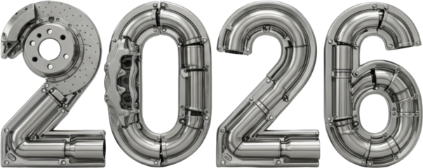 2026 New Year Automotive Parts Chrome Metal Number Design