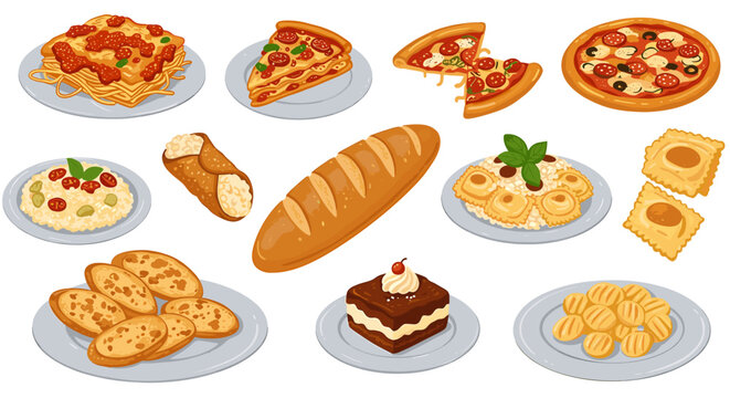 Italian foods collection illustration