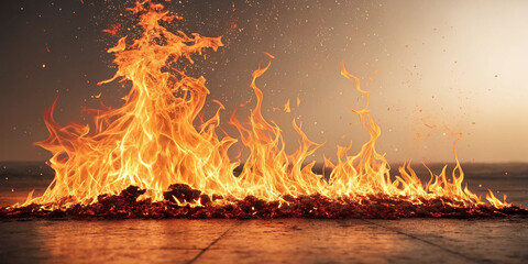 Fiery Flames Against a Dark Background