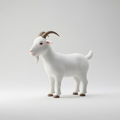 Fototapeta premium A 3D Render of a White Goat Standing on a Plain White Background, a Simple and Clean Image Perfect for Various Uses