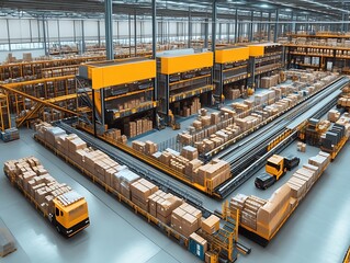 High angle shot of a large modern warehouse facility