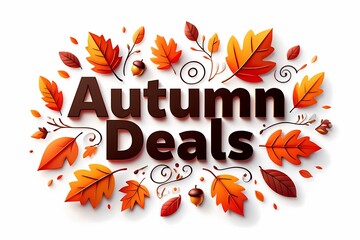 Vibrant Autumn Leaves Encircling Bold Autumn Deals Text