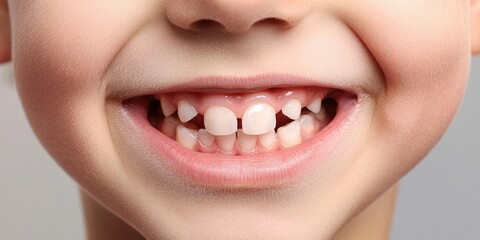 Fototapeta premium Child grinning with missing front teeth