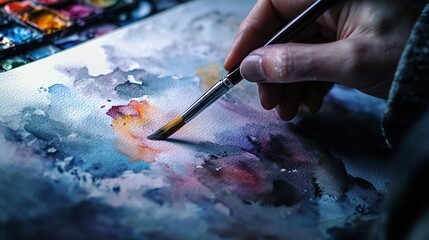 artist painting a picture with brush