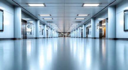 Empty, modern, light-filled hallway
