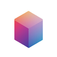 Vibrant gradient cube with smooth transitions, presenting a modern and abstract design element on a clean white background for versatile use