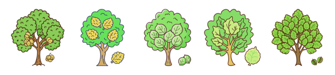 walnut tree icon, walnut tree line art - simple line art of walnut tree, perfect for walnut tree logos and icons