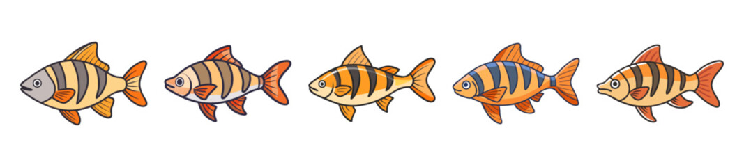 tiger barb fish icon, tiger barb fish line art - simple line art of tiger barb fish, perfect for tiger barb fish logos and icons
