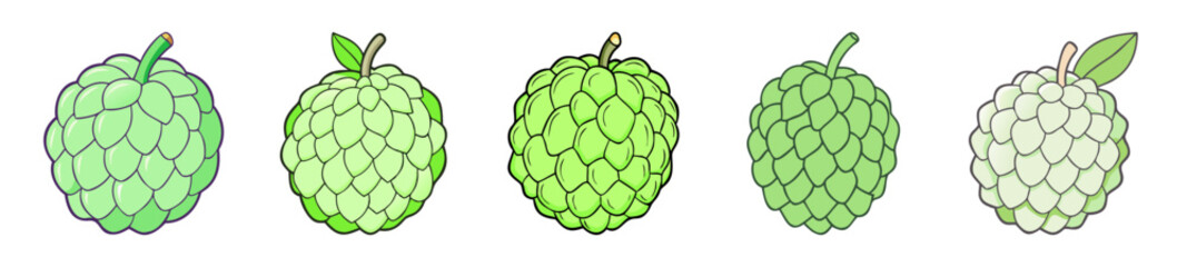 sugar apple icon, sugar apple line art - simple line art of sugar apple, perfect for sugar apple logos and icons
