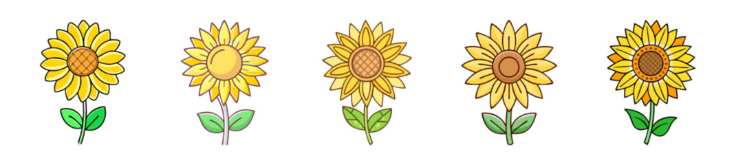 sunflower flower icon, sunflower flower line art - simple line art of sunflower flower, perfect for sunflower flower logos and icons
