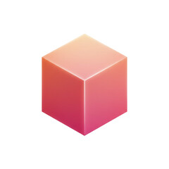 Vivid Gradient Isometric Cube Floating on White, Ideal for Modern Design Projects and 3D Rendering Concepts with Precise Angles