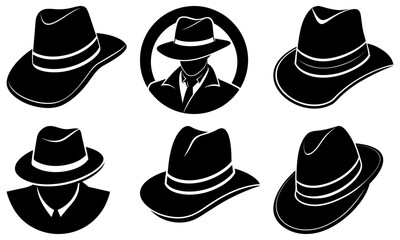 Detective Hat Silhouette vector illustration