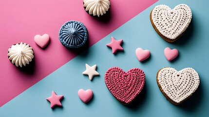 A dreamy kawaii pastel backdrop with scattered cute elements like hearts, stars, and cupcakes, set in a calming pastel palette of pinks, blues, and purples for a fun, youthful vibe