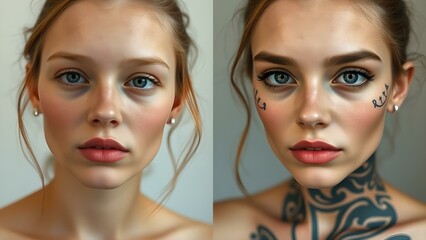 Transformation Sequence: Natural Beauty to Expressive Artistry
Concept: Evolution, self-expression, contrast

