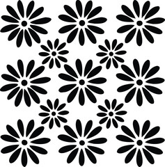 Black and white daisy flower pattern seamless design for decorative background and wallpaper.