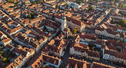 Obraz premium Historic European Old Town Aerial View - Generative AI