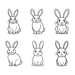 Fototapeta premium Cute Minimalist Cartoon Rabbit – Black & White Line Art Illustration