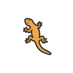 Orange lizard crawls isolated graphic vector design