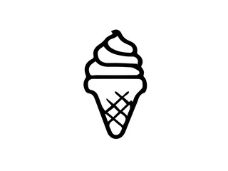 The image shows a simple black-and-white illustration of an ice cream cone.