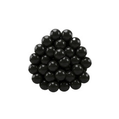 A striking close-up of clustered black spheres, offering a unique abstract perspective with its glossy surface, capturing shadows and reflections meticulously