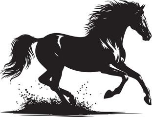Running horse silhouette vector illustration on white, a powerful mustang or stallion design perfect for equestrian themes