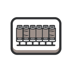 Colorful spools display thread array in compact frame icon