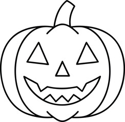 Grinning Jack-o’-Lantern Line Art Vector – Halloween Pumpkin Outline Illustration