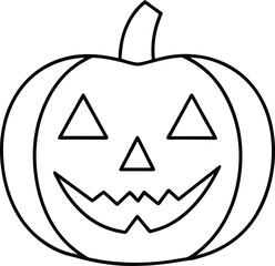 Halloween Jack-o'-Lantern Line Art Vector – Spooky Pumpkin Outline Illustration