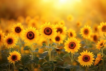 Obraz premium Golden Wildflower Field at Sunset in Death Valley National Park, California