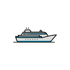 Cruise vessel floats silently on water calm transport simple