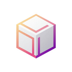 Isometric projection cube, gradient design emphasizing simplicity and a modern aesthetic for brand identity and technology applications